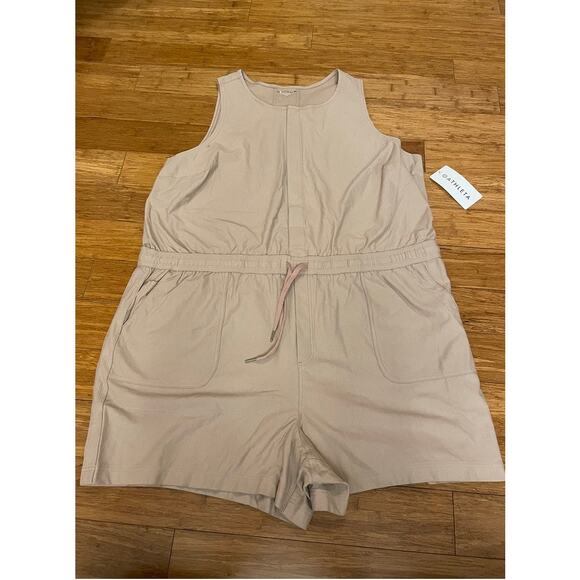 Athleta Farallon Printed Romper Mocha Latte Sz. 3X NWT $98 Travel Organic Cotton - Picture 2 of 5